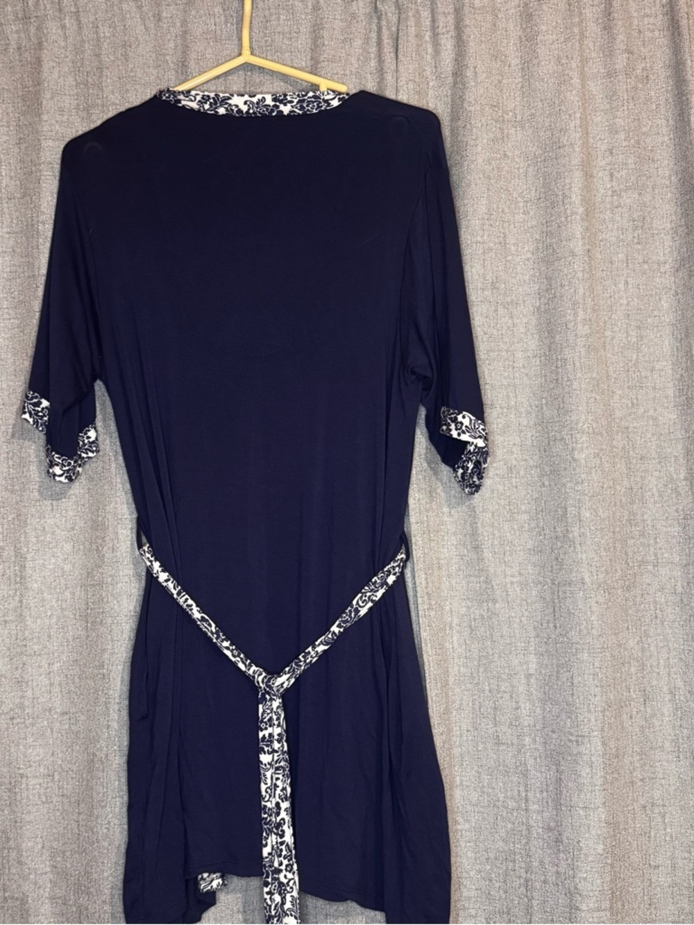 Ellen Tracy 3pc Pajama Set S Navy Floral Nightgown Robe Belt - Picture 4 of 8
